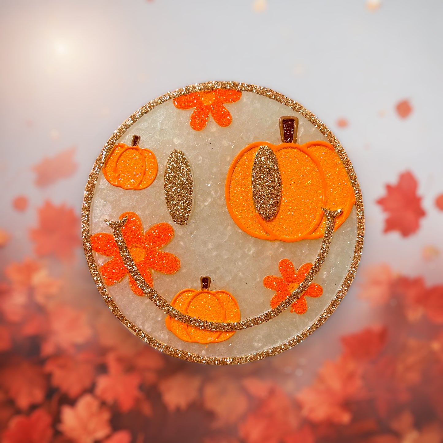 Daisy Pumpkin Smiley Car Freshie